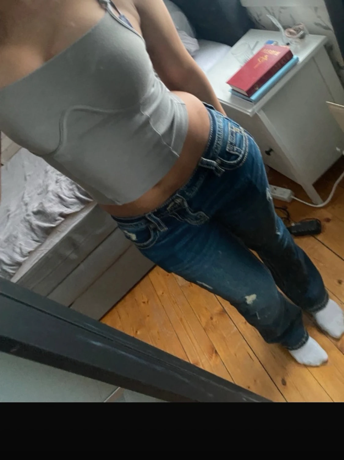Ljusgrå bandeau topp från H&M