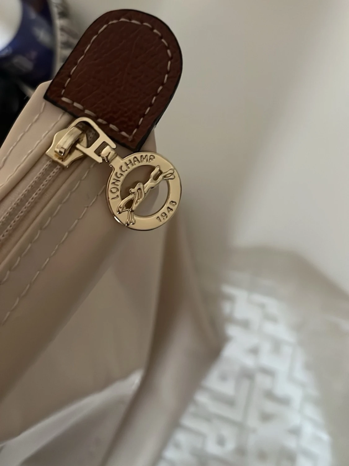 Beige Longchamp Le Pliage handväska - 4