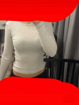 Ljusgrå långärmad croppad topp - Säljer en enkel och stilren ljusgrå långärmad topp med croppad passform. Toppen har rund halsringning och är tillverkad i ett mjukt material som sitter skönt mot kroppen. Perfekt att matcha med höga jeans eller kjol.