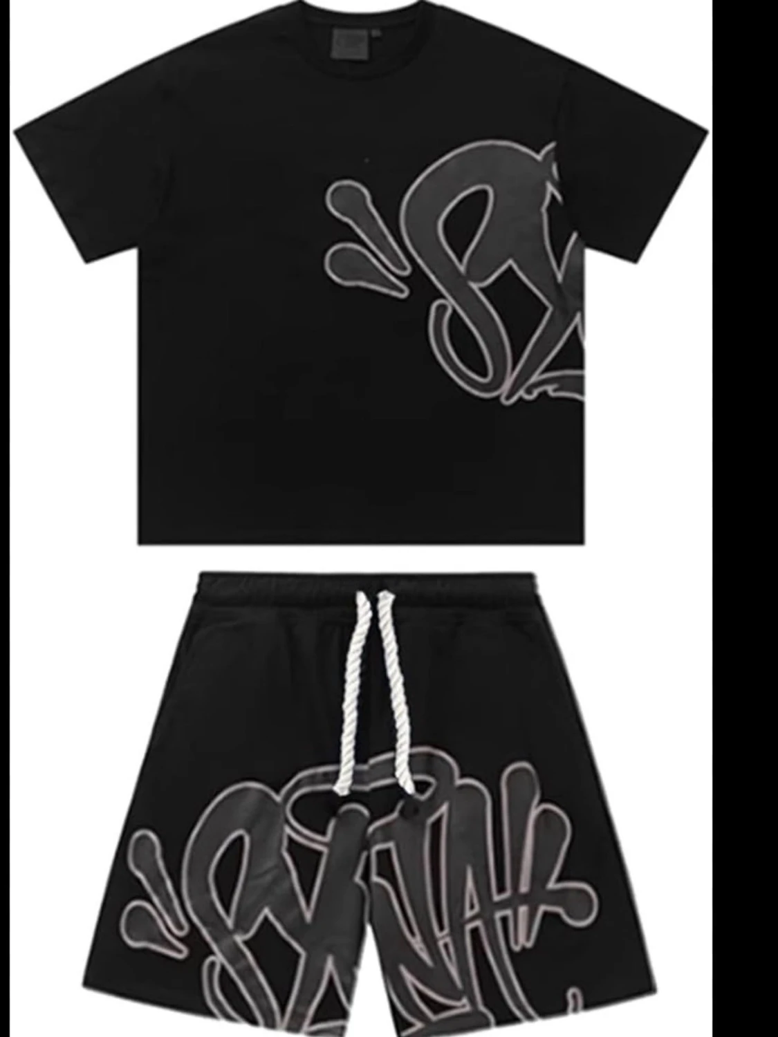 Svart set med graffiti-tryck