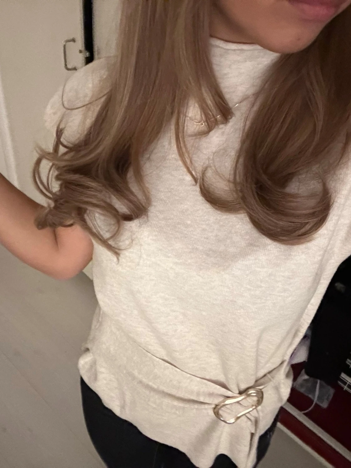 Beige stickad topp - 1