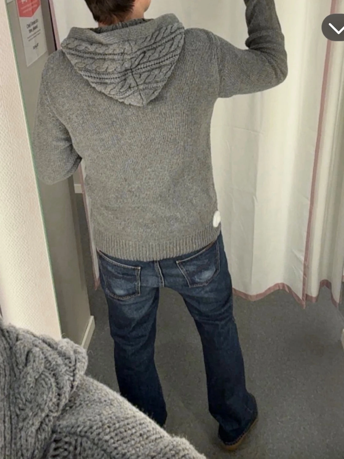 Stickad cardigan med luva  - 2