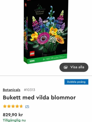 LEGO Wildflower Bouquet set - Säljer ett nytt LEGO-set, Wildflower Bouquet. Innehåller färgglada byggklossar i plast för att skapa en bukett med vilda blommor i lila, rosa, gult och grönt. Perfekt för dig som gillar pyssel och inredning. Kartongen är öppnad men alla påsar är oöppnade så helt nytt! Nypris 800kr!