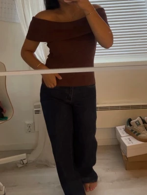 Brun offshoulder topp - Säljer en brun offshoulder topp. Toppen är ribbad  och köpt från HM. Helt ny utan prislapp! Slutsåld på hemsidan. 