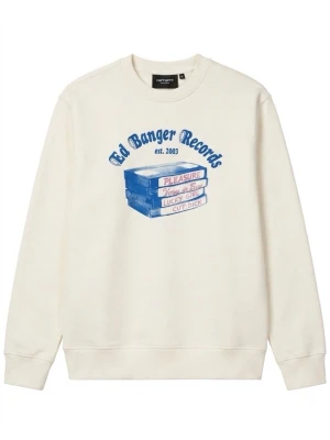 Vit sweatshirt Ed Banger Records - Vit sweatshirt från Ed Banger Records med blå och rosa tryck framtill och text på franska på ryggen. Tröjan har rund hals, långa ärmar och ribbade muddar. Perfekt för dig som gillar streetwear och musikrelaterade plagg.