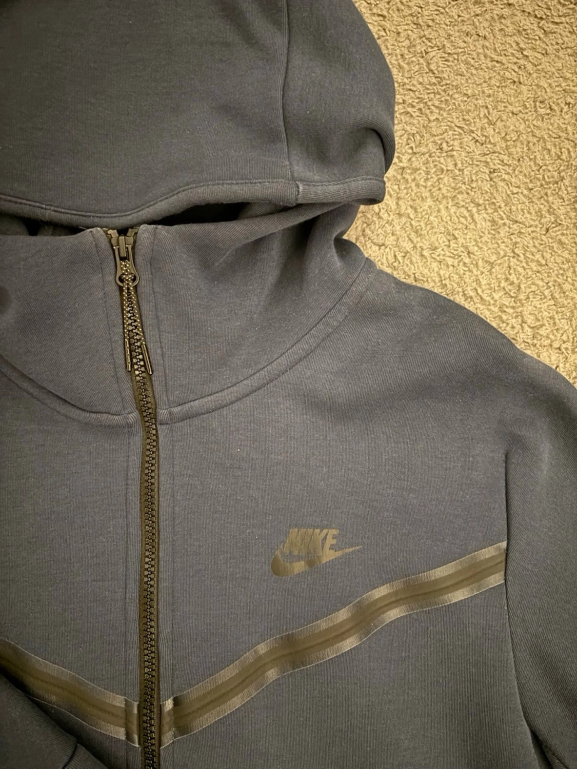 Mörkblå Nike hoodie med dragkedja - 1