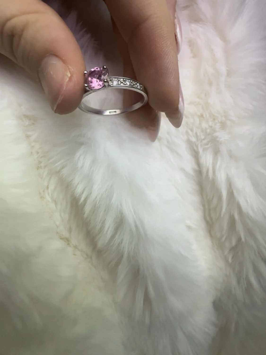 Silverring med rosa sten - 3