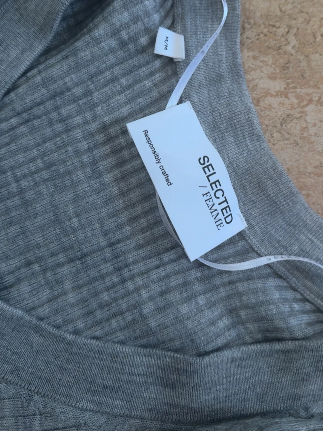 Grå ribbad tröja från selected - 3