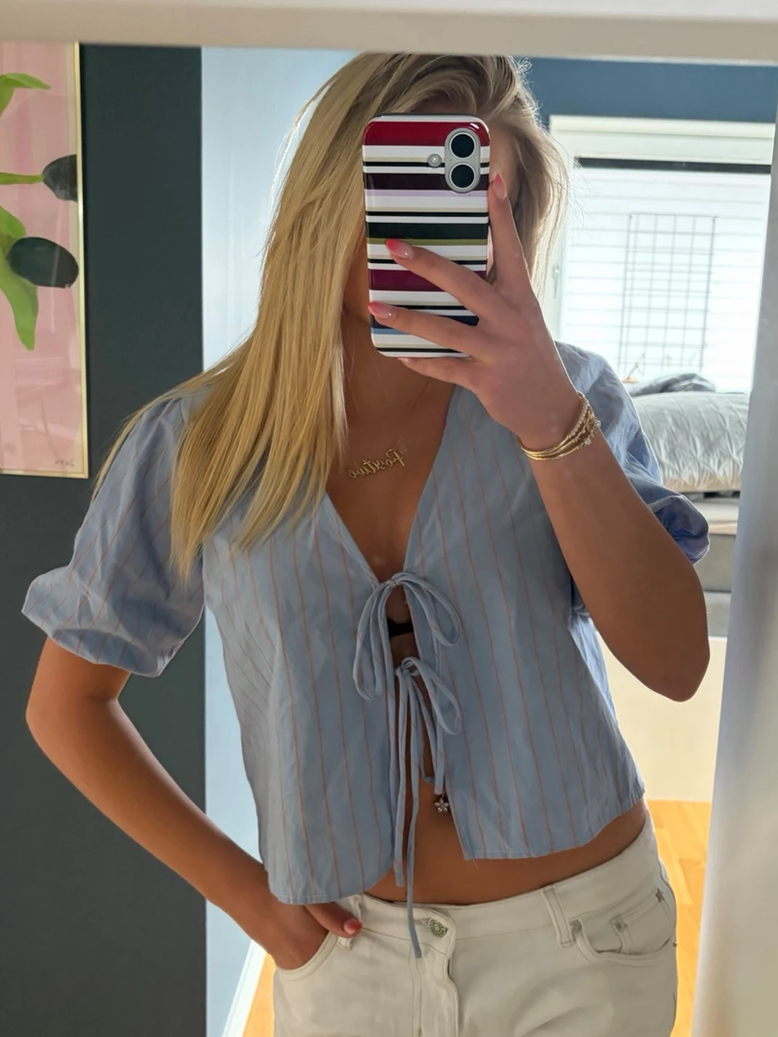 Blå randig blus !! - 2