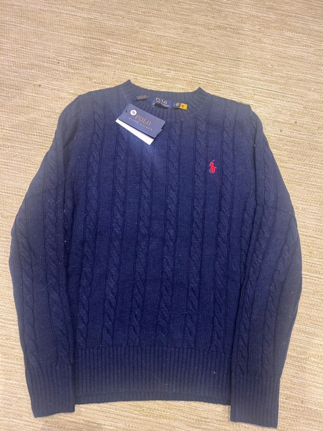 Mörkblå kabelstickad tröja Polo Ralph Lauren - 1