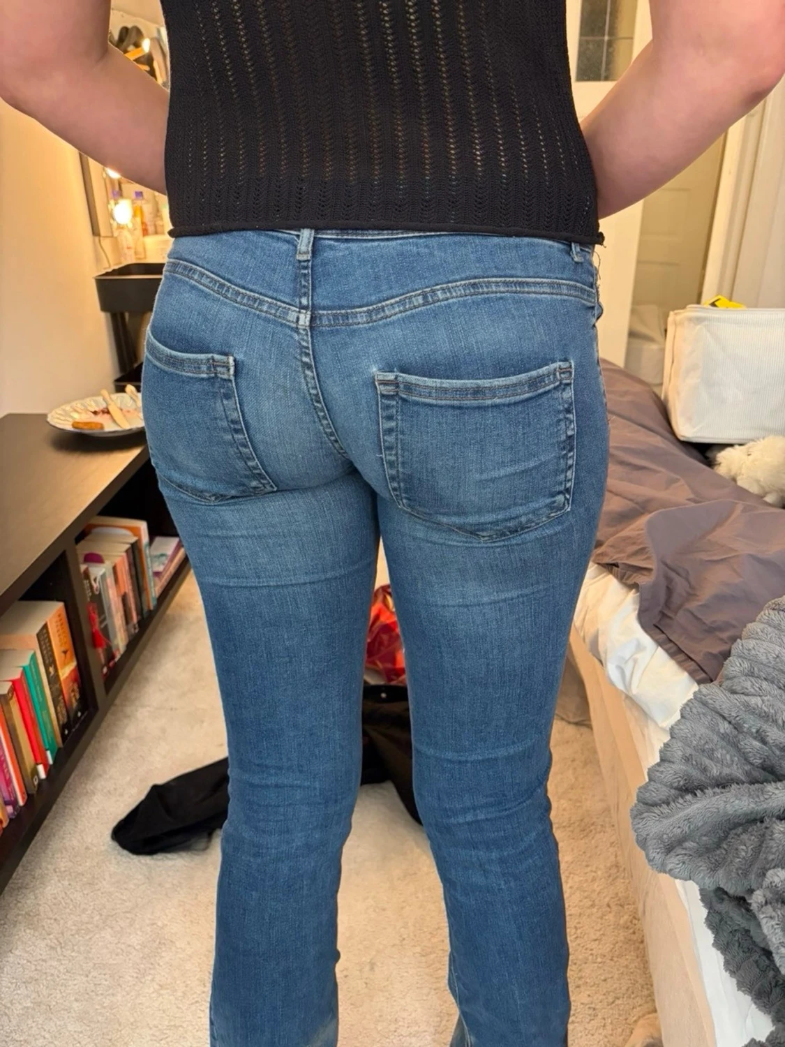 Blå bootcut jeans med stretch - 1