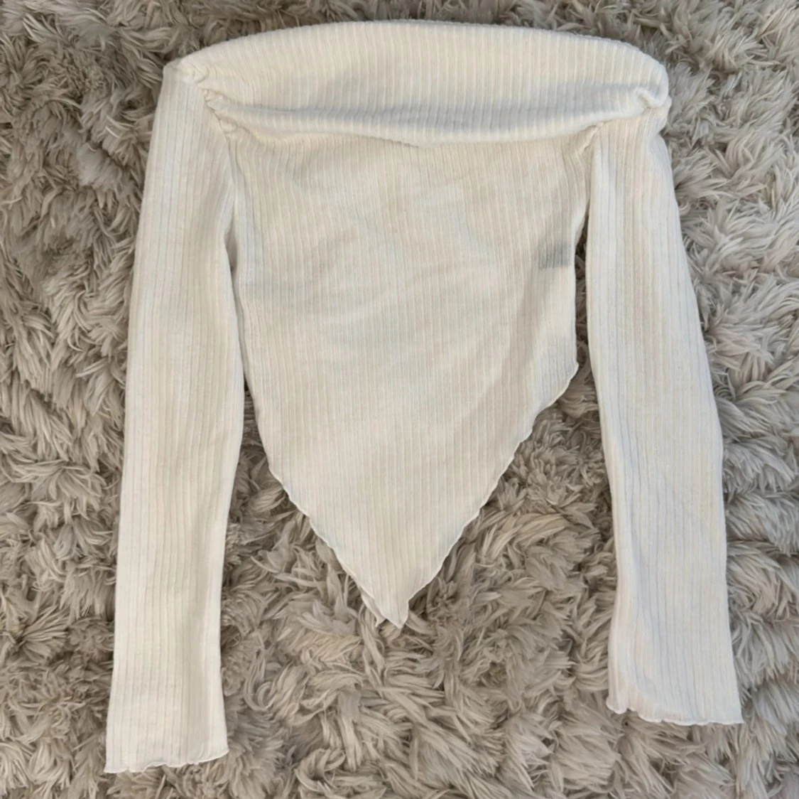 Vit ribbad offshoulder topp från SHEIN