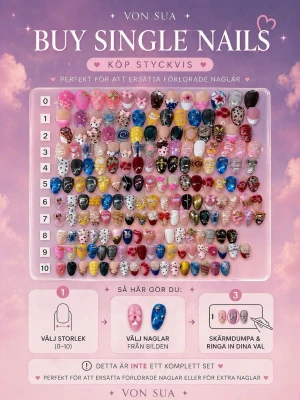 Medium Almond 1,3,5 naglar - Buy Single Nails / Köp styckvis 💅  Behöver du ersätta en nagel eller komplettera ett set? Köp enstaka naglar från bilden.  Så gör du:  1. Välj storlek (0–10) 2. Välj naglar från bilden 3. Skärmdumpa & ringa in 4. Skicka bilden efter köp  Pris: • 1 st – 24 kr • 3 st – 69 kr • 5 st – 99 kr  Obs: Inte ett komplett set  För komplett set → se Mix & Match-annonsen 💕