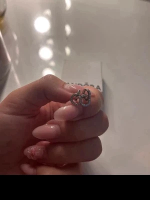 Edblad silverörhängen - Säljer ett par snygga silverörhängen från Edblad i form av två sammanlänkade ringar. Örhängena är dekorerade med gnistrande vita stenar som ger en elegant touch. Perfekt för dig som gillar stilrena accessoarer.