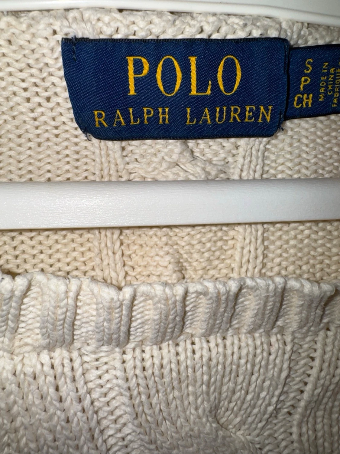 Vit kabelstickad tröja Polo Ralph Lauren - 1