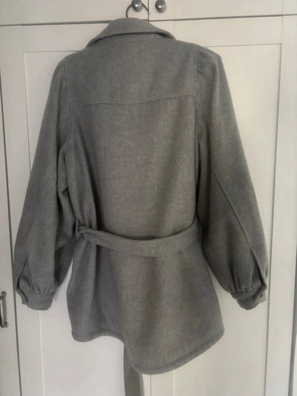  Monki Grey Wool-Blend Belted Jacket - 1