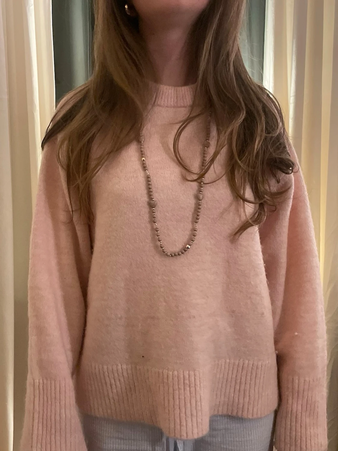 Ljusrosa oversized stickad tröja - 1