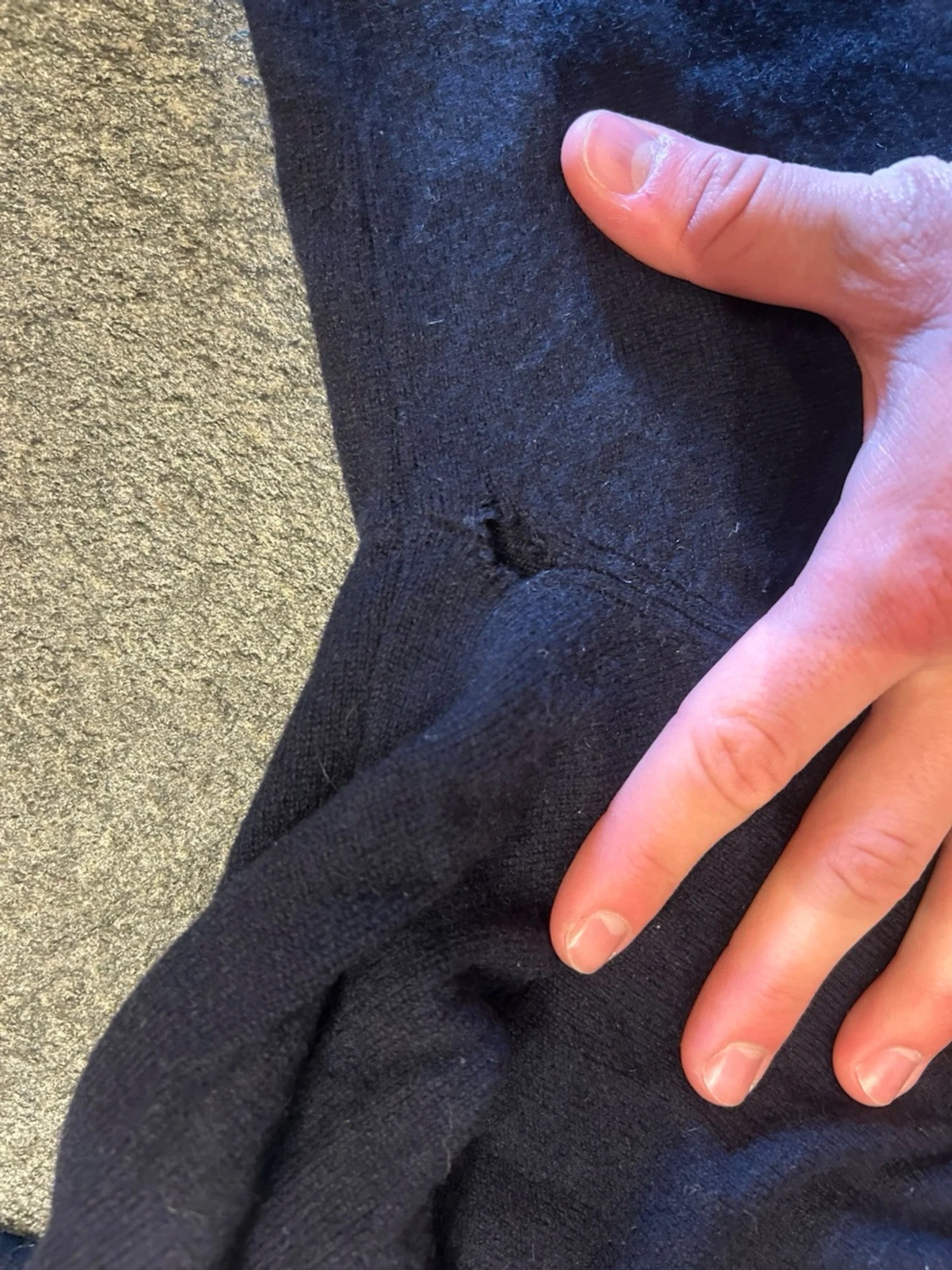 Mörkblå ziptröja i 100% kahsmir  - 3