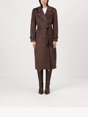 ONLY Onlina Long trenchcoat i chocolate brown  - Endast använd en gång och i mycket gott skick. Den skyddande sömmen baktill är fortfarande kvar. Elegant lång modell med skärp i midjan och tidlös passform. 