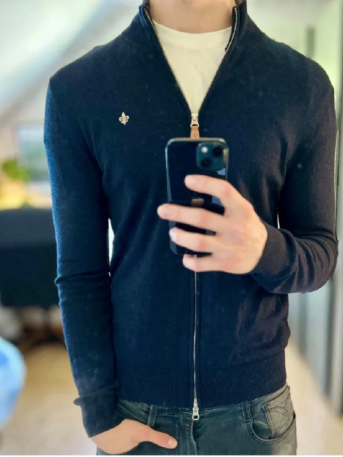 Mörkblå Morris hel zip