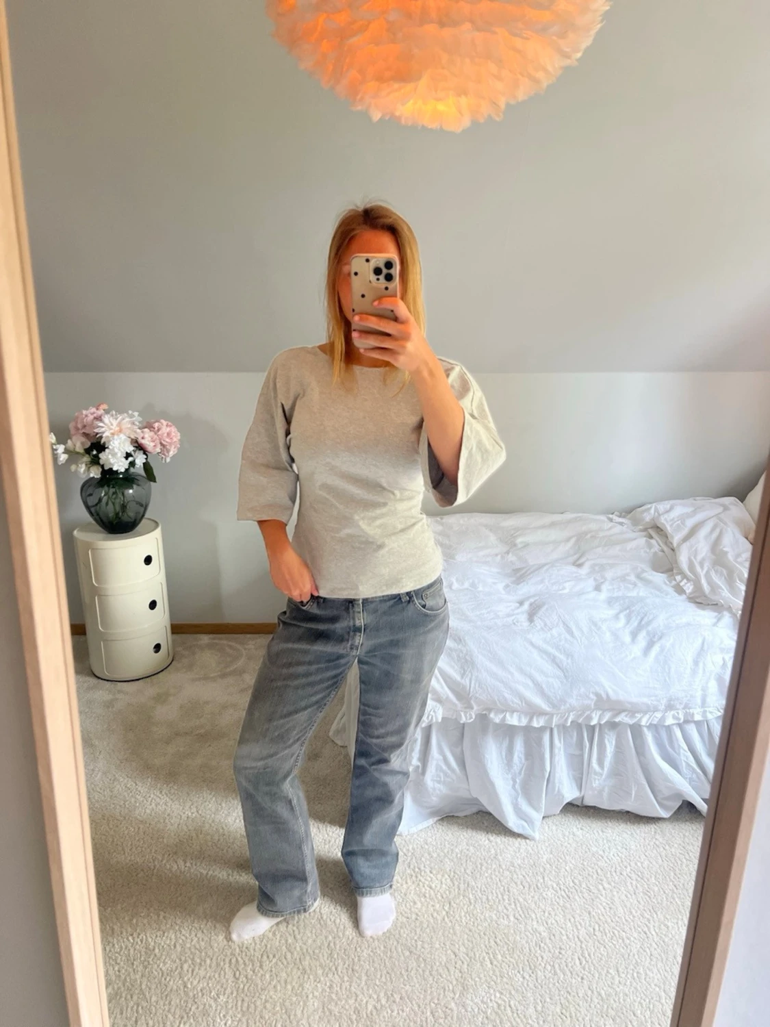 Grå straight leg jeans