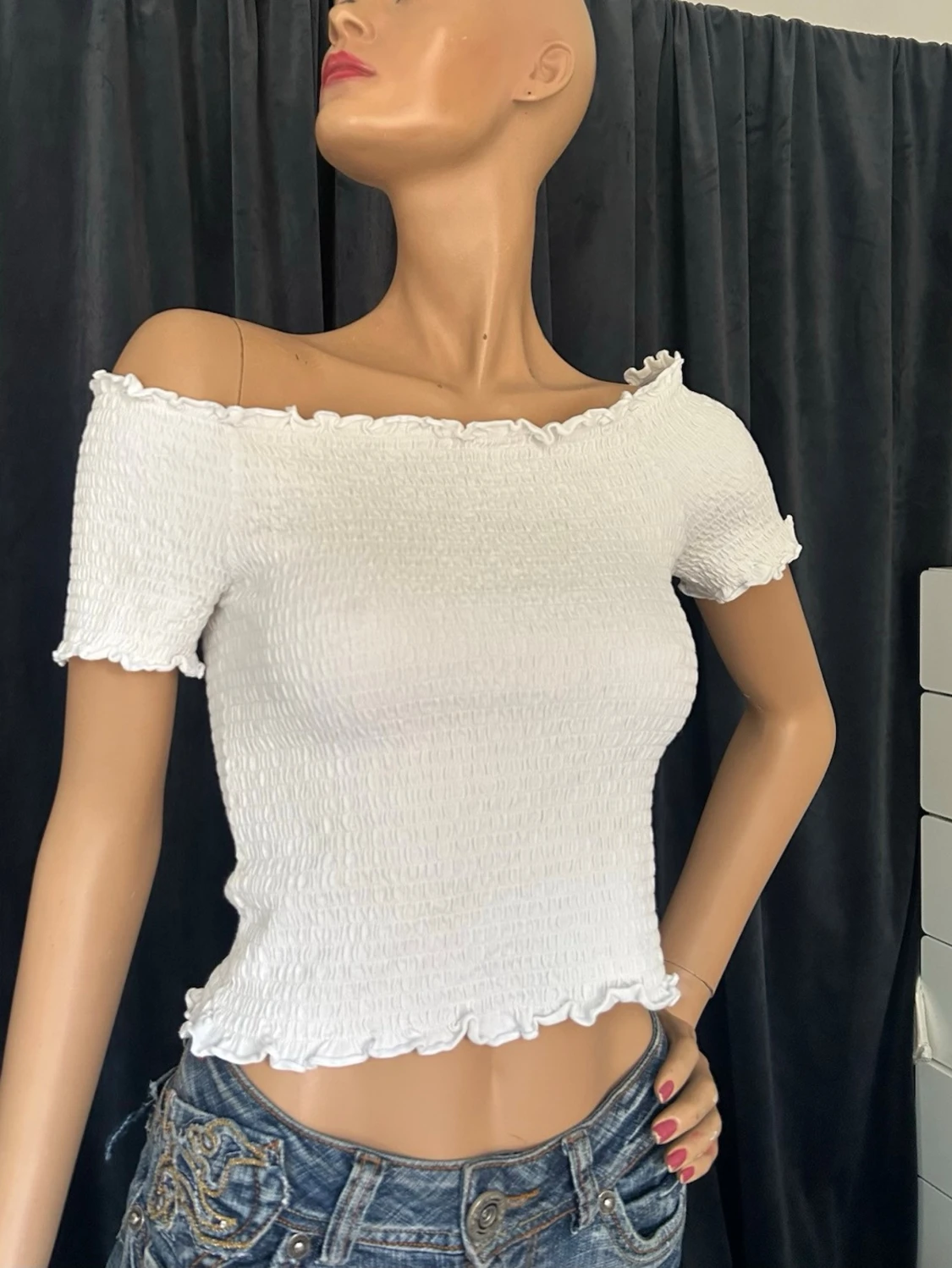 Vit offshoulder topp - 3