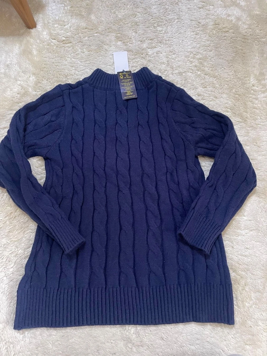 Mörkblå kabelstickad tröja Polo Ralph Lauren - 4