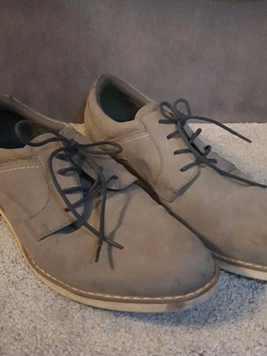 Grå mockaloafers med snörning - 4