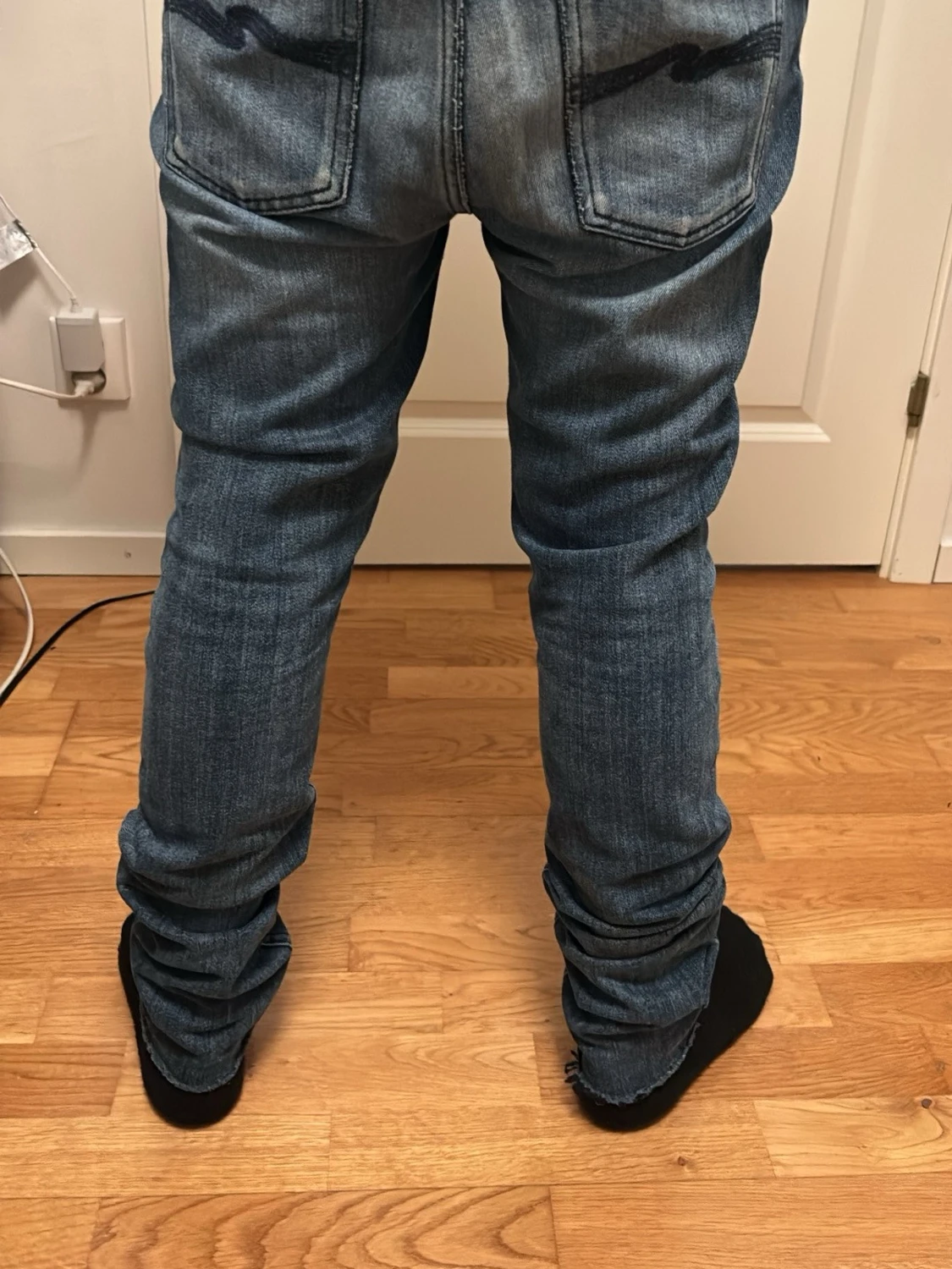 Blå slim fit jeans med låg gren - 1
