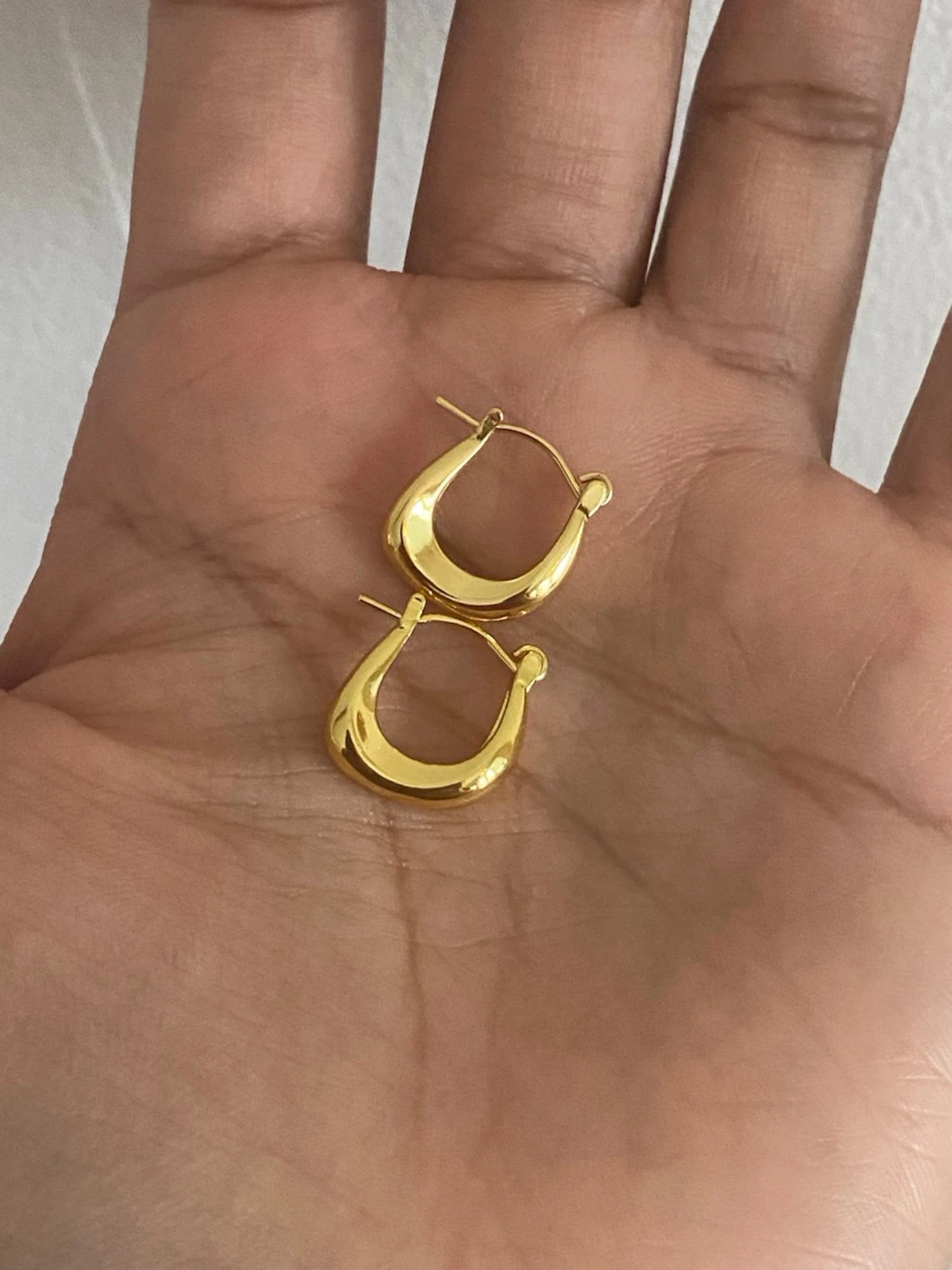 s925 Guldpläterade chunky hoops örhängen - 1