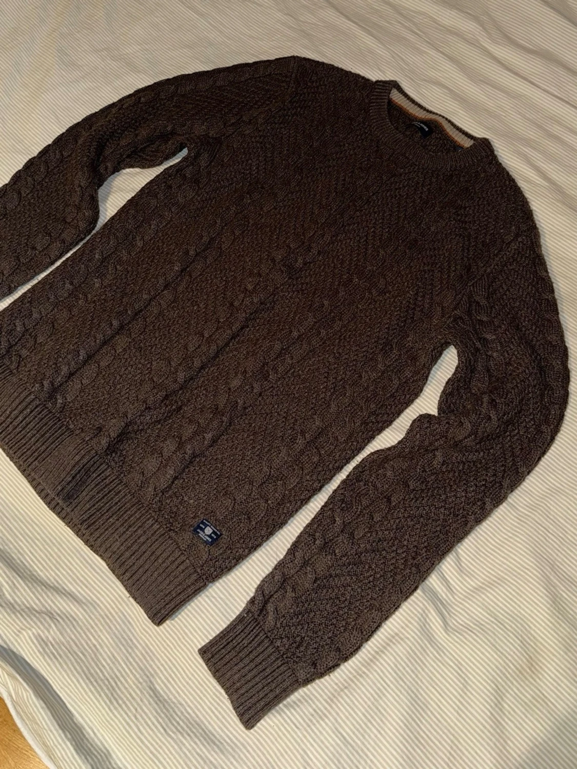 Brun kabelstickad tröja - Jack&Jones