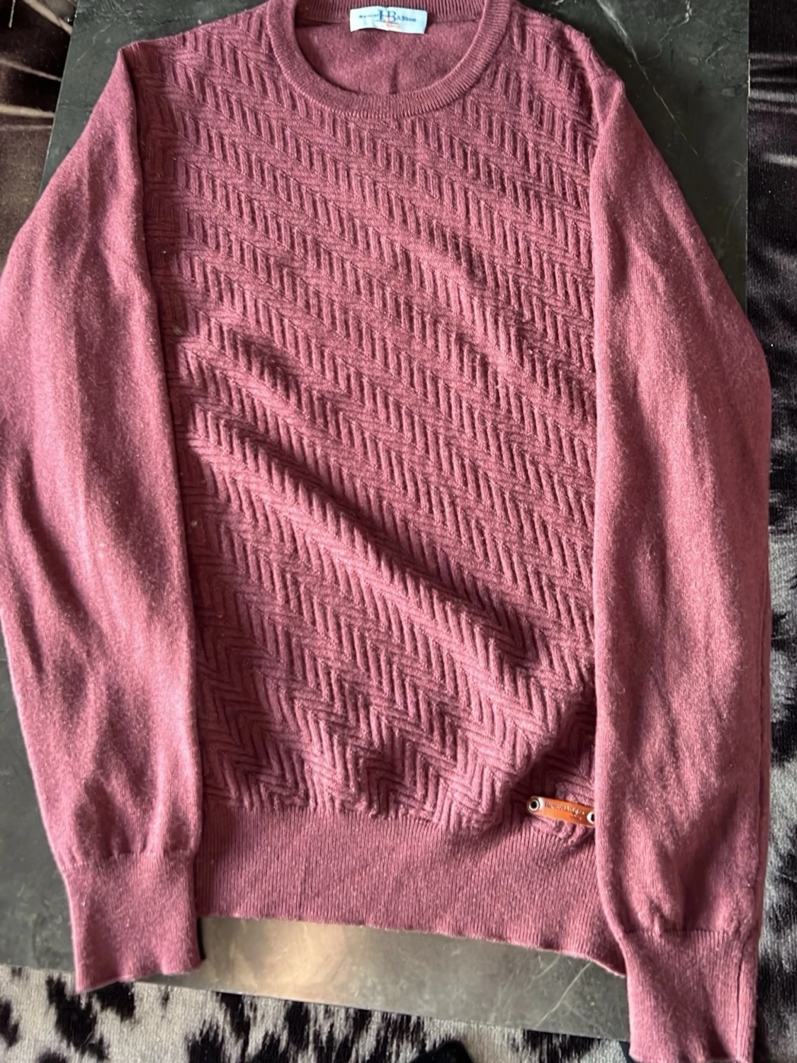 Vinröd stickad tröja Harmont & Blaine