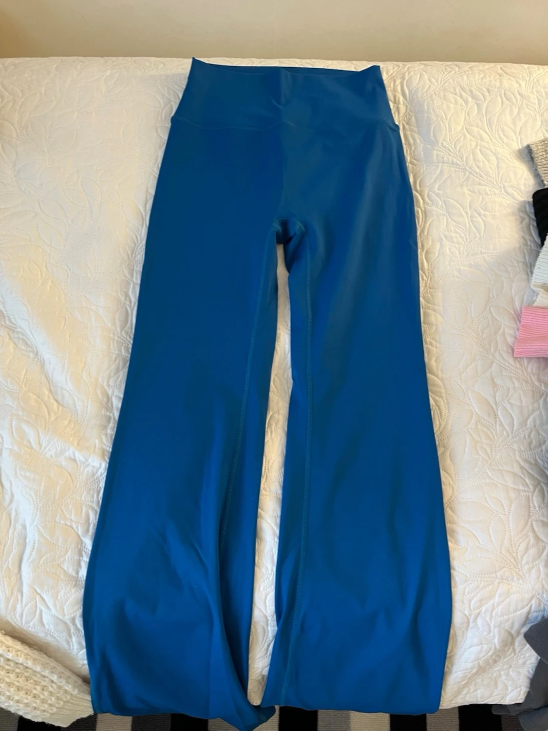 Blå bootcut leggings med hög midja - 2