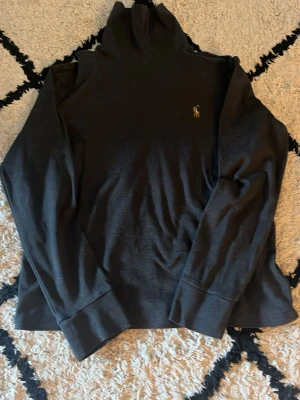 Svart polotröja från Polo Ralph Lauren - Säljer en svart polotröja från Polo Ralph Lauren med klassisk broderad logga på bröstet. Tröjan har långa ärmar och hög krage, perfekt för lager på lager. Materialet känns mjukt och bekvämt mot huden.