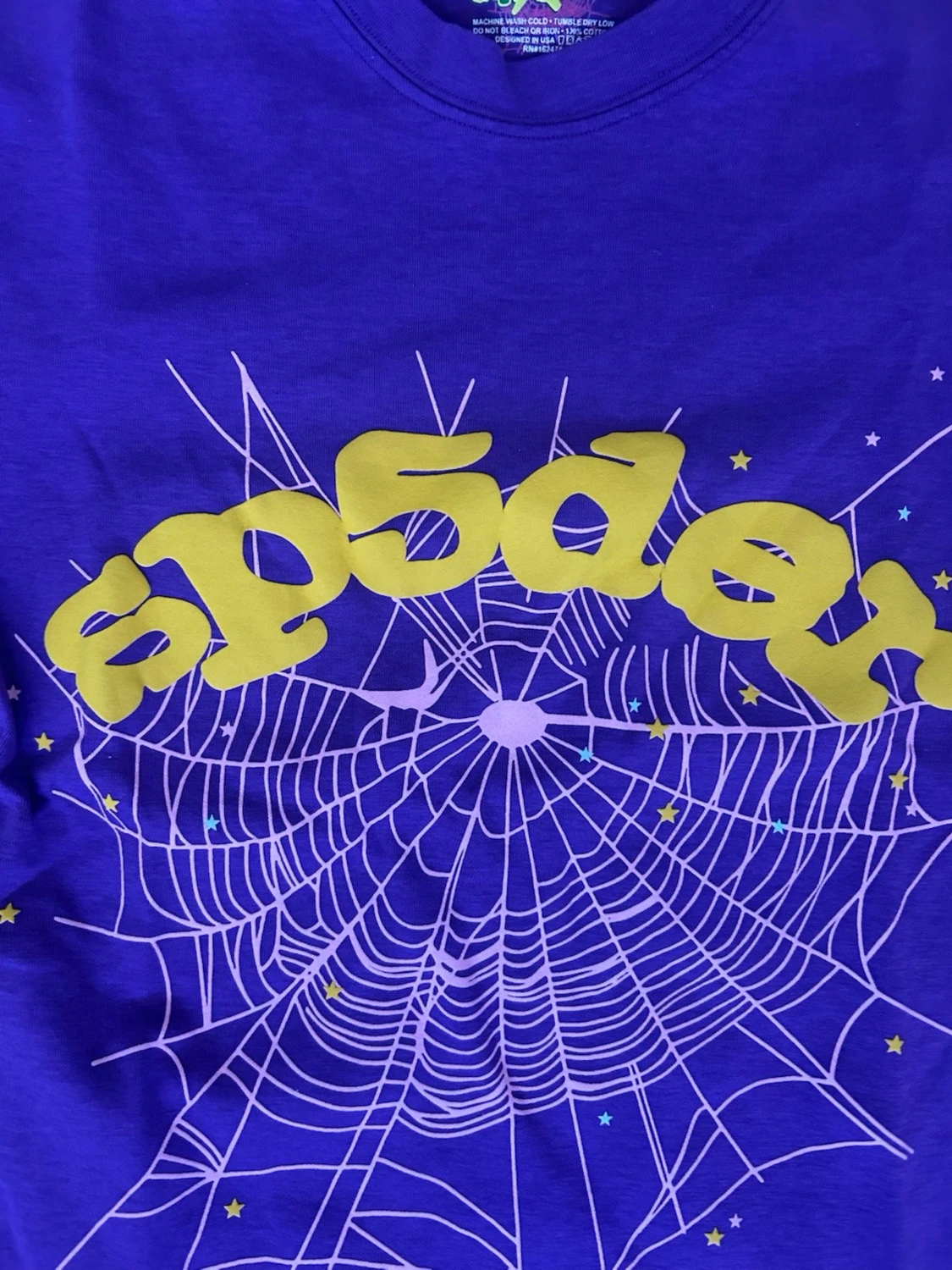 Lila Sp5der t-shirt med spindelnätsprint - 1