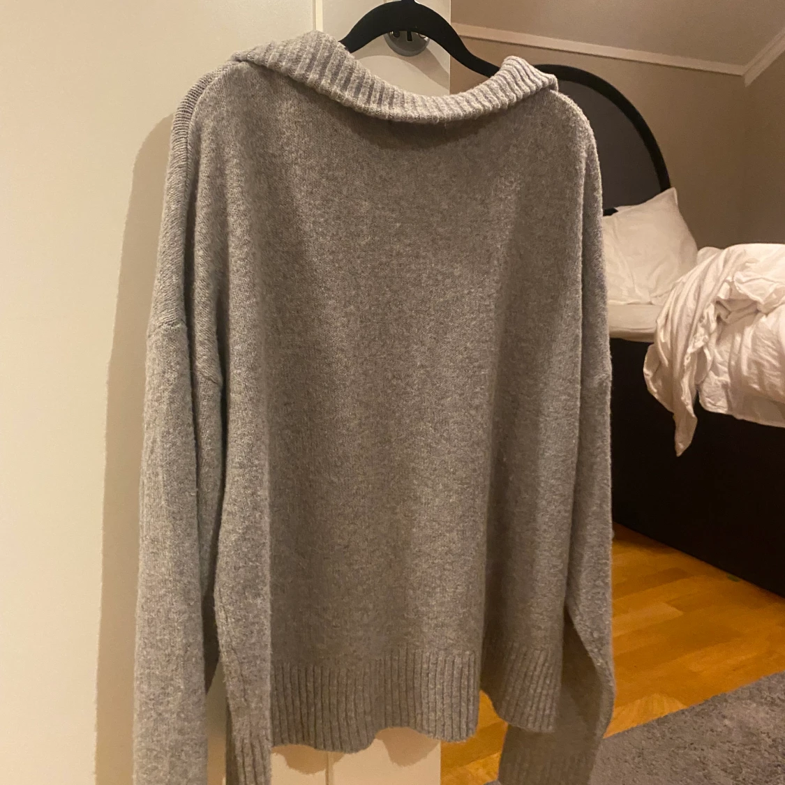 Grå stickad zip up tröja - 90