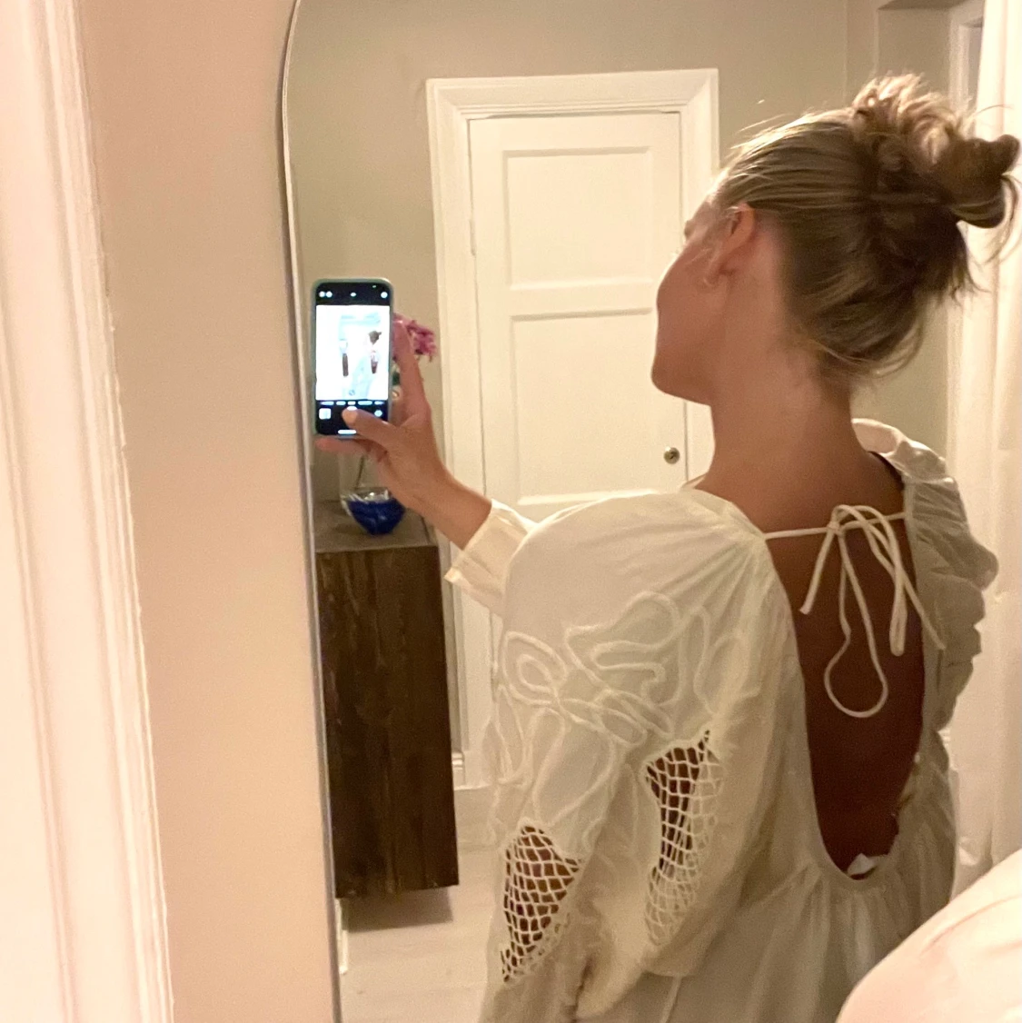 Benvit kort sommarklänning  - 90