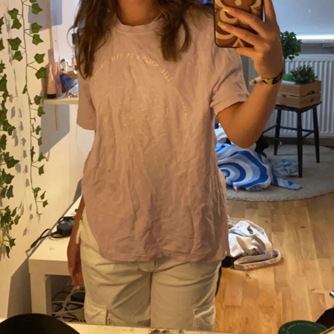 Ljuslila t-shirt med tryck