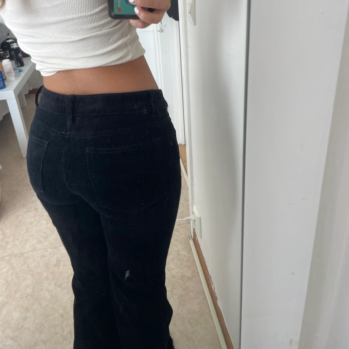 Lågmidjade manchester byxor💕 - 90