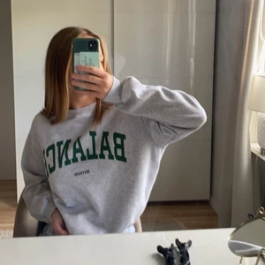 Grå sweatshirt med tryck  - Säljer min gråa sweatshirt från HM för 100kr då den inte kommer till någon användning längre. Jag har använt tröjan en del men skulle ändå säga att den är i ett gott skick. Betalning sker via Swish plus att köpare står för frakten!