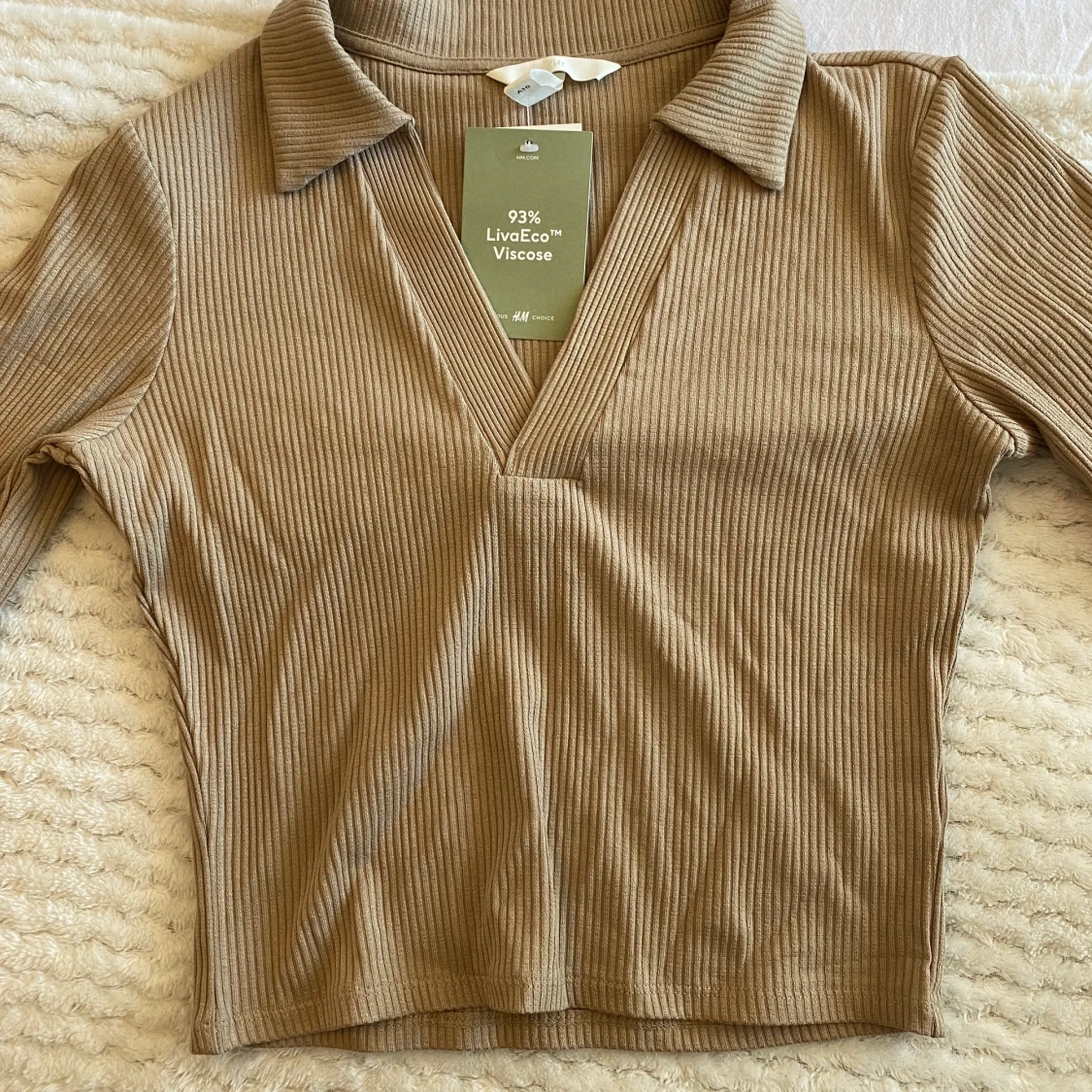 Ribbad topp med krage strl xs