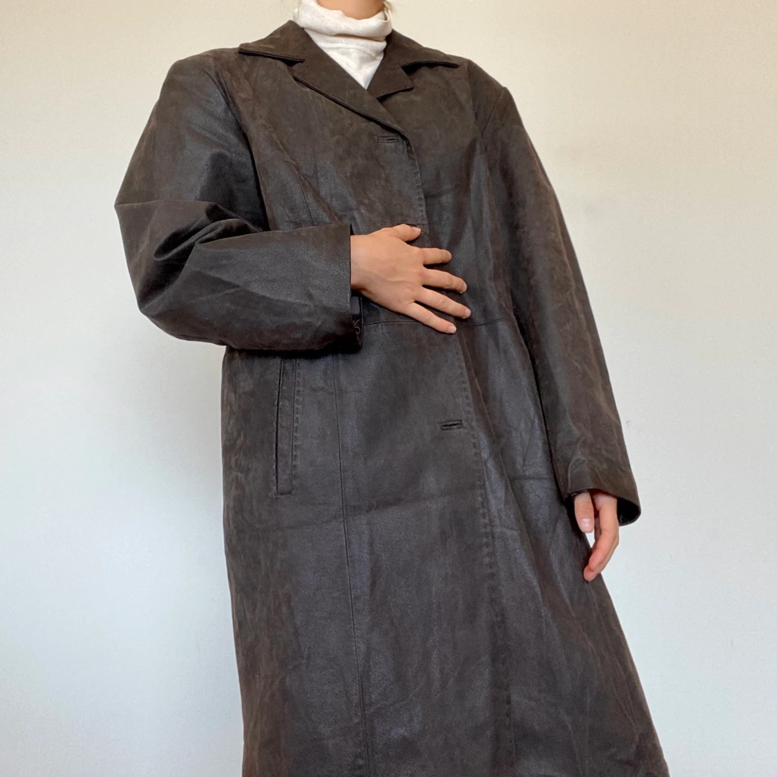 Mörkbrun läderkappa! - 91