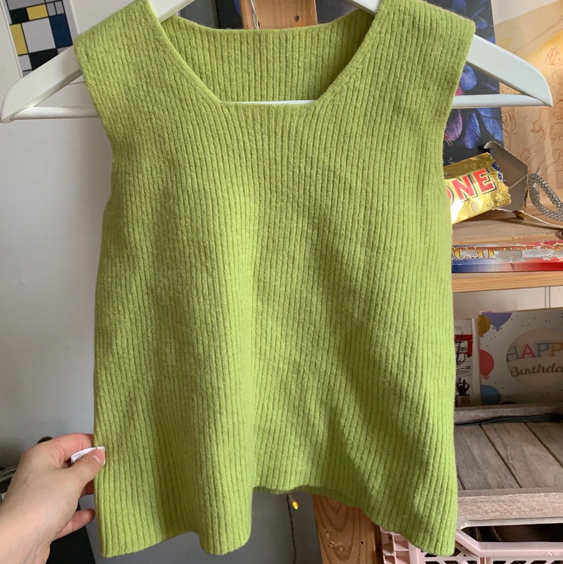 grön stickad croptop