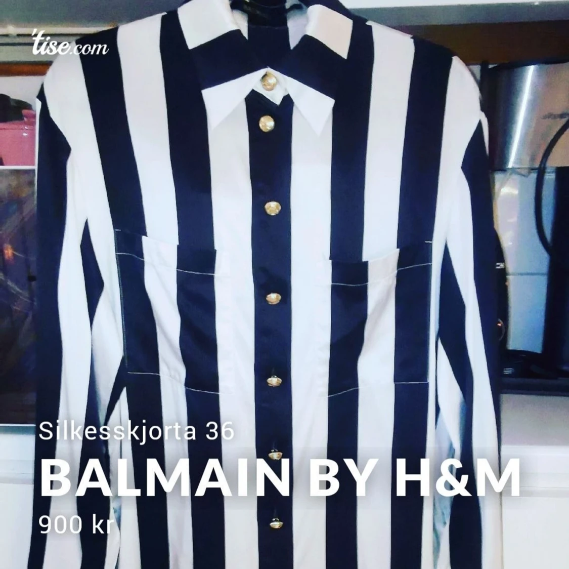 BALMAIN EXCLUSIVE BY H&M SIDENSKJORTA 36