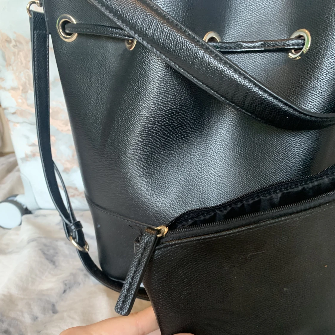Black leather handbag  - 90