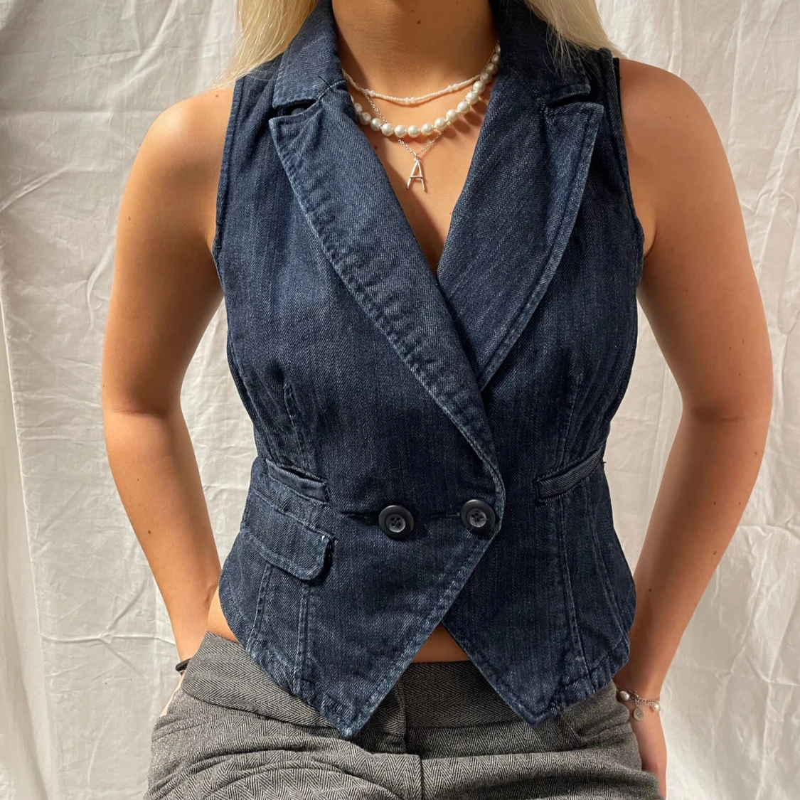 Blå jeansväst - 90