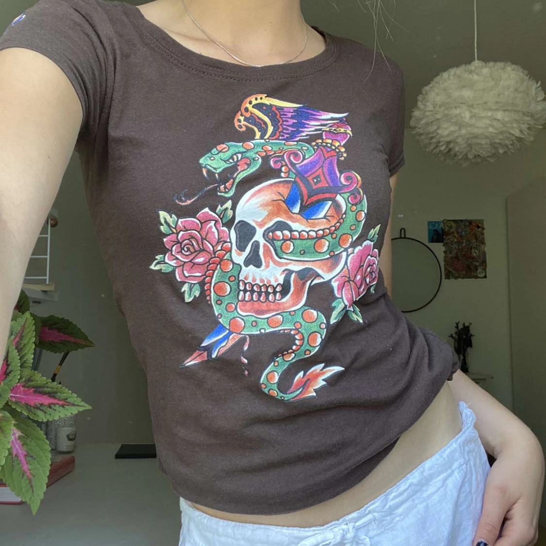 Brun T-shirt med tryck