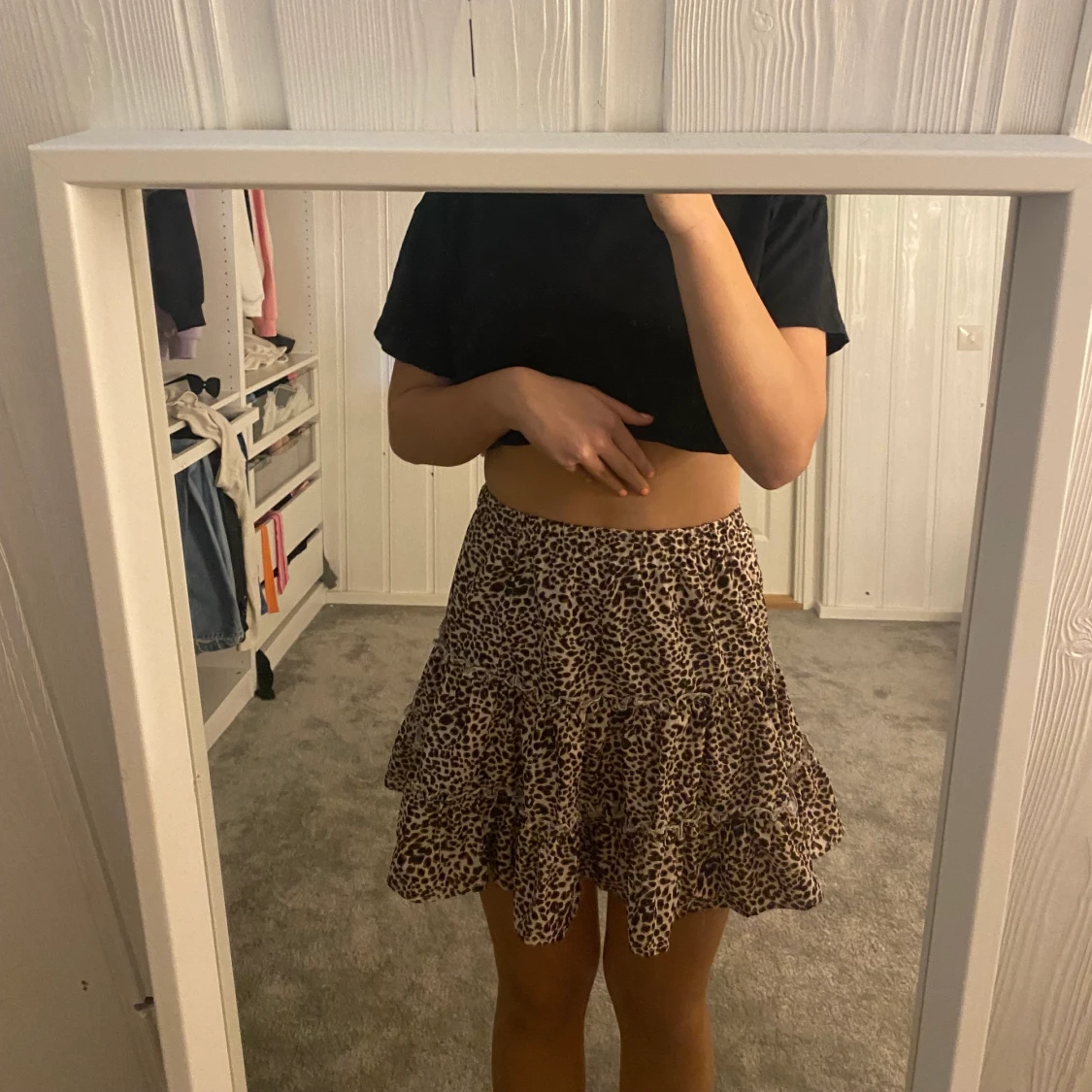 Leopad mönstrad volang kjol - 90