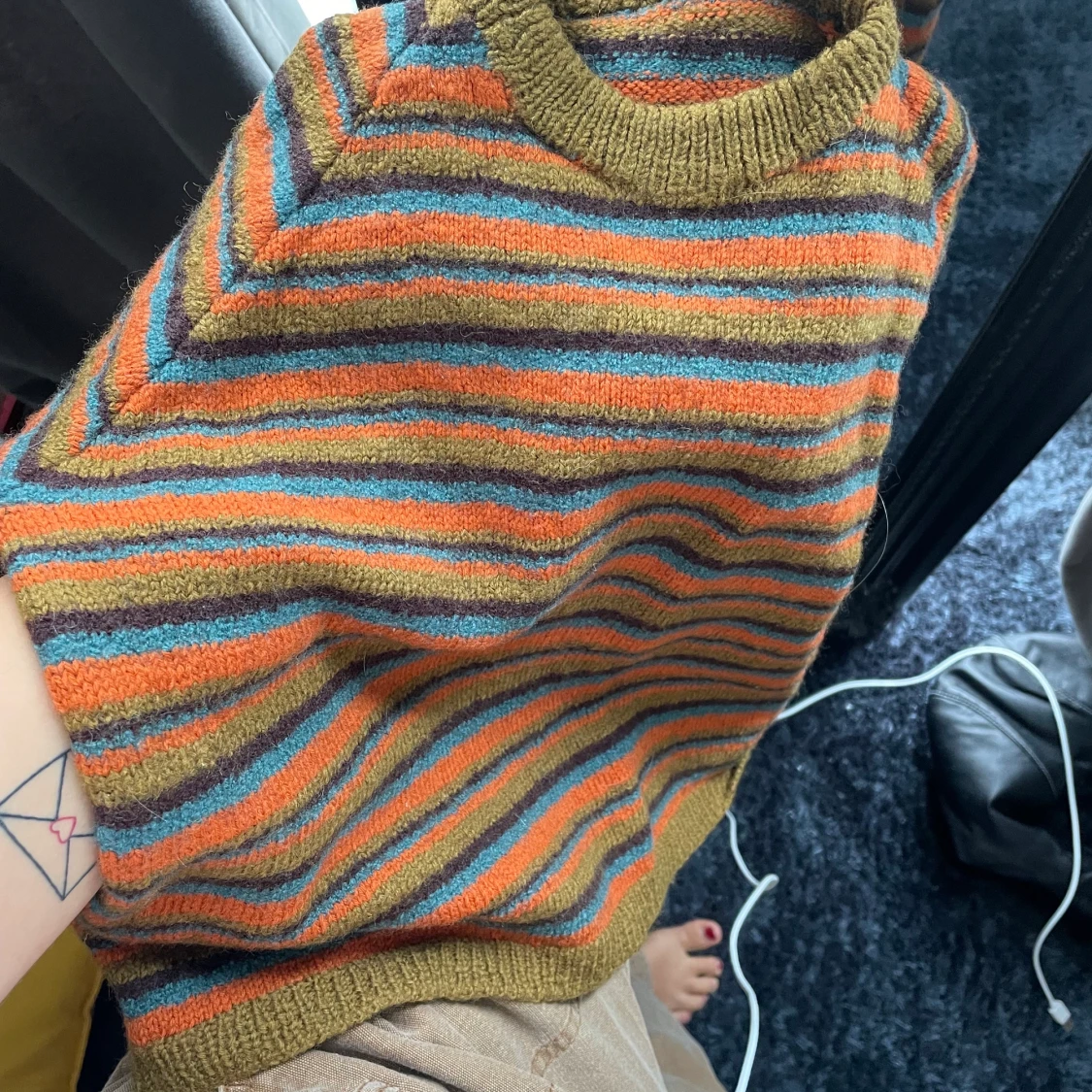 Stickad randig tröja - 90
