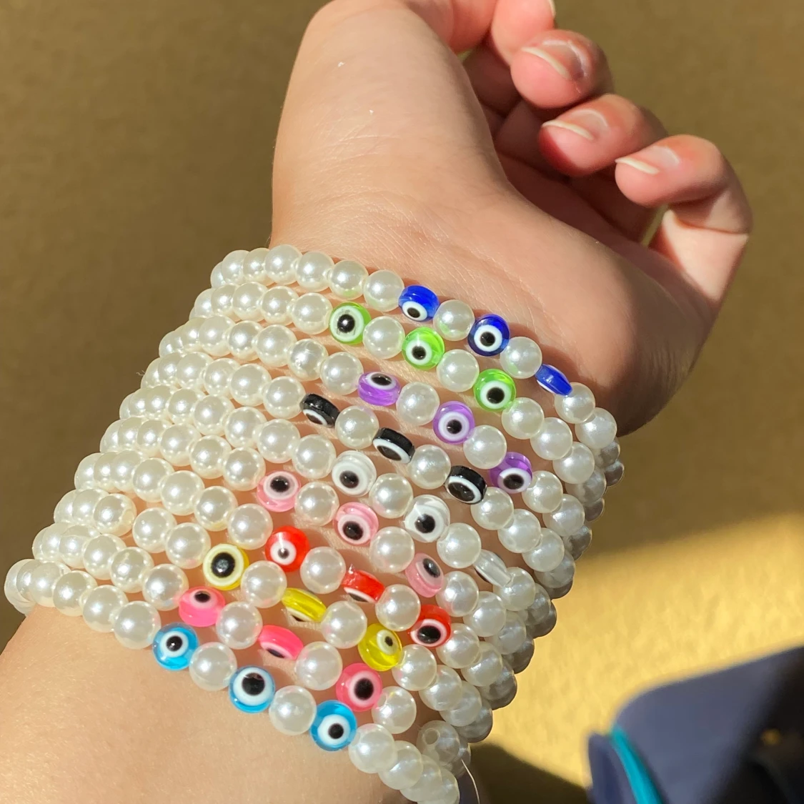 Lime grönt Evil eye pärlarmband💚 - 90